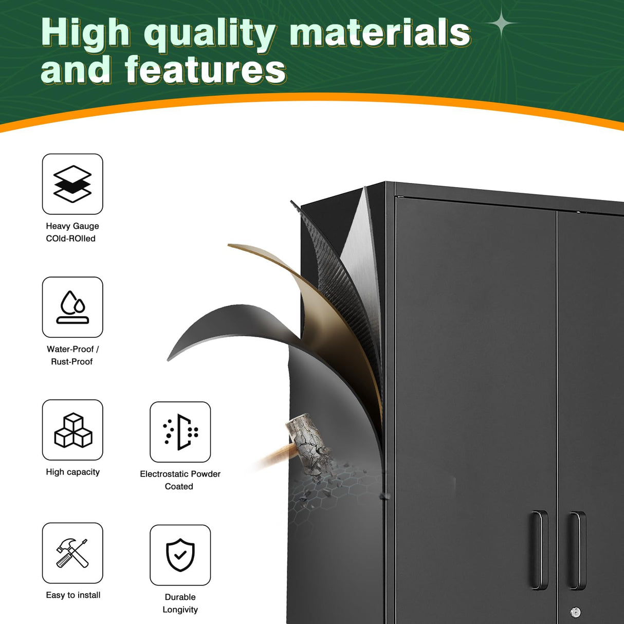 Letaya Metal Black Storage Cabinet with Lock-71 Tall Metal Pantry Cabinets,5 Adjustable Shelves and Lock Door for Home,Office,Warehouse,Utility Room Letaya