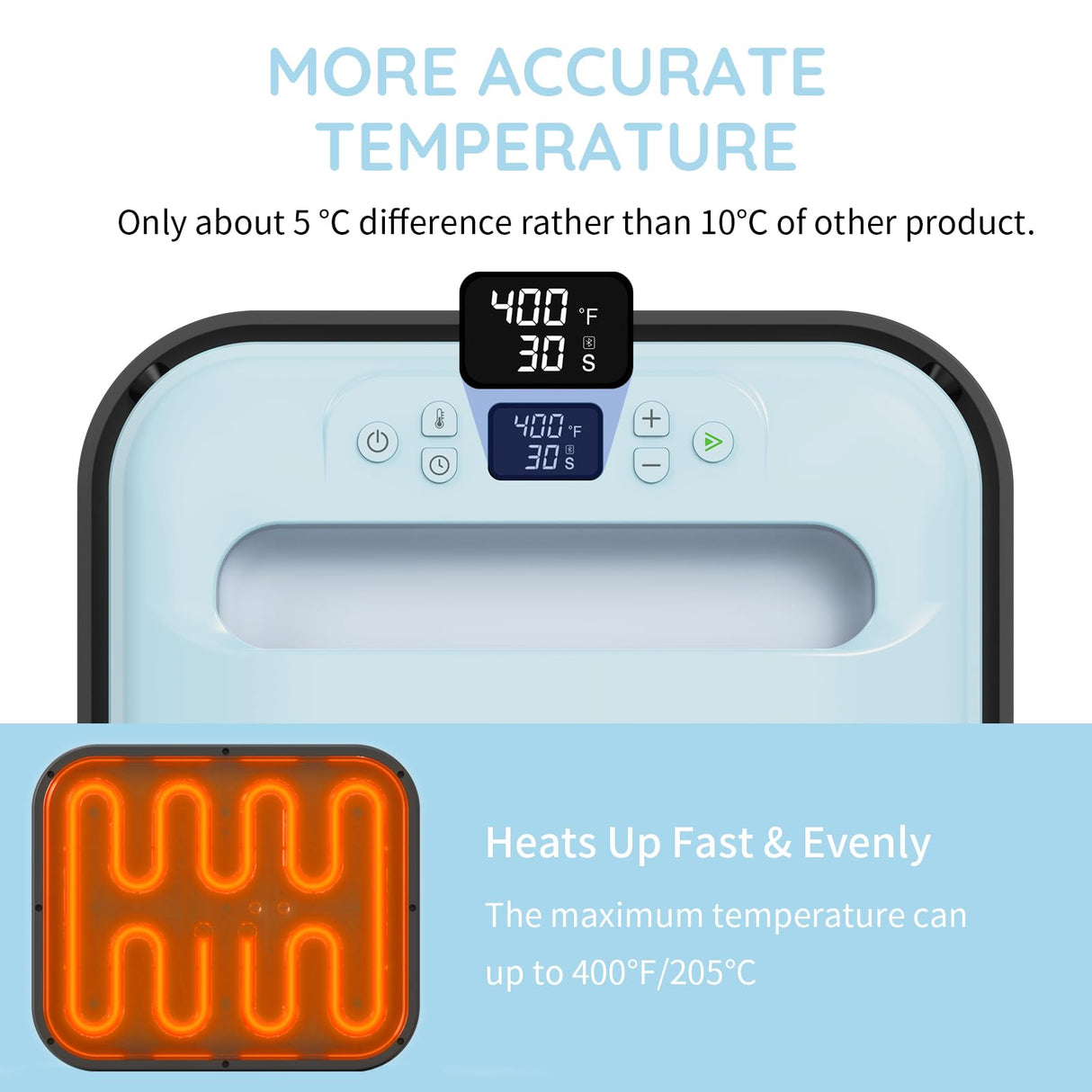 AST&T Heat Press 12"X10", Smart Heat Press Machine with Built-in Bluetooth for T-Shirts, Pillows, Tote Bags & More, Advanced Ceramic-Coated Heat Plate, Precise Temperature Control with APP (Blue) AST&T