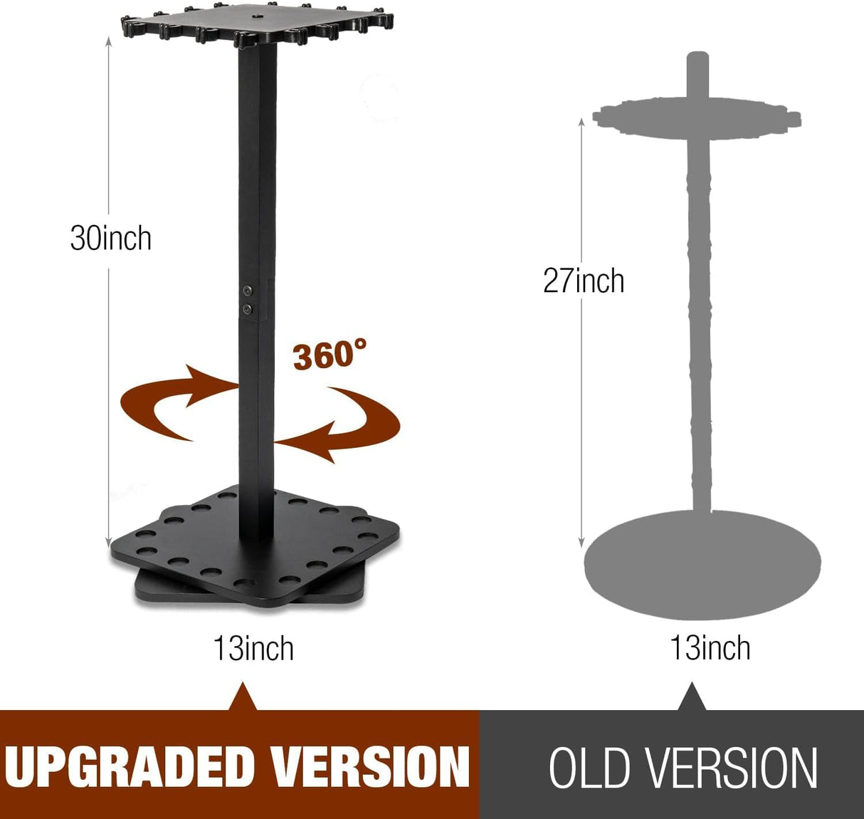 Ghosthorn Fishing Rod Holders for Garage 360 Degree Rotating Fishing Pole Rack, Floor Stand Holds up to 16 Rods Wood Fishing Gear Equipment Storage Organizer, Fishing Gifts for Men Women Ghosthorn