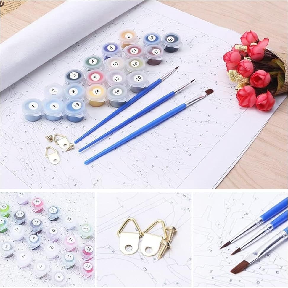 Christmas Paint by Numbers for Adults Xmas DIY Paint by Number Acrylic Canvas Winter Painting Art Kits for Home Decor 16x16 Inch (Without Frame) Clendo