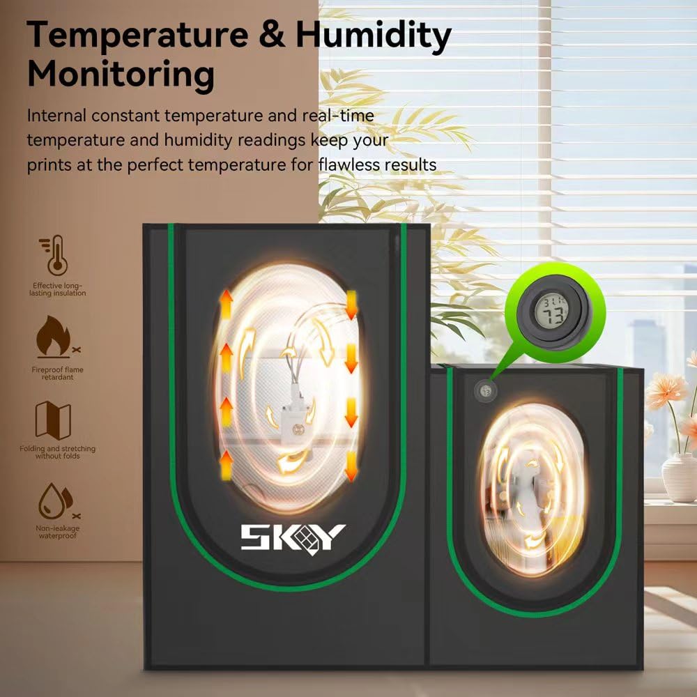3D Printer Enclosure and Storage Box,Thermo-Hygrometer, LED Light, Fireproof Dustproof Tent Constant Temperature Protective Cover for Bambu Lab A1Series,Ender3 Series, Ender3 Neo 820 * 600 * 720mm Skouphy