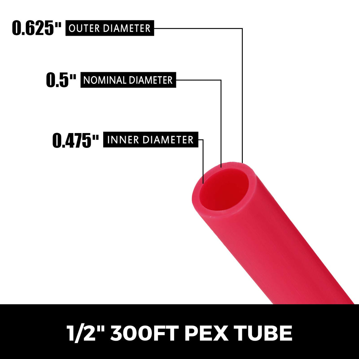 VEVOR Oxygen-Barrier PEX Tubing 300Ft Red 1/2 Inch Radiant Floor PEX Pipe Radiant Heat Floor Heating Plumbing Cold and Hot Water Tubing VEVOR