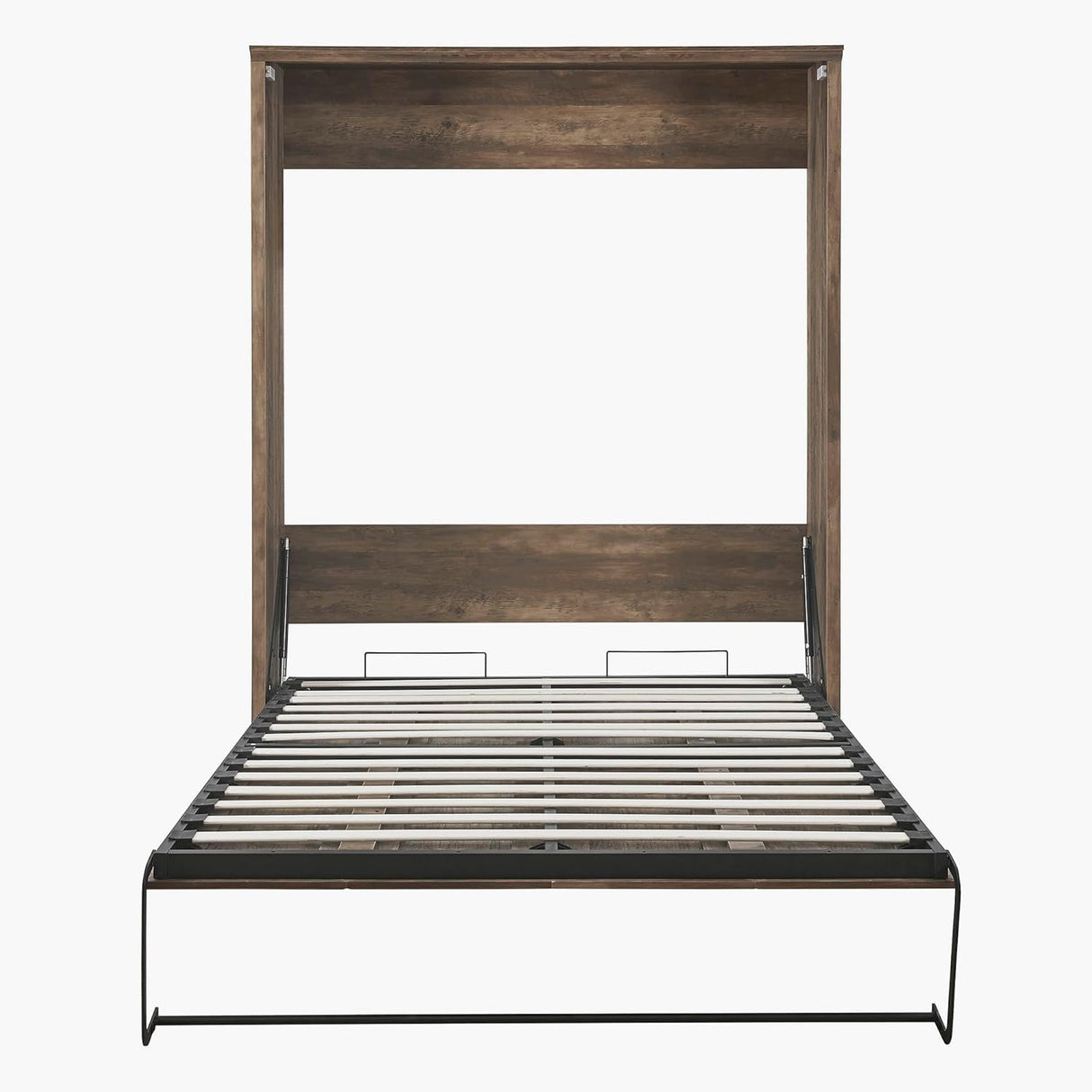 MERITLINE Queen Size Murphy Bed with USB Port,Wood Folding Brown Murphy Wall Bed Cabinet MERITLINE