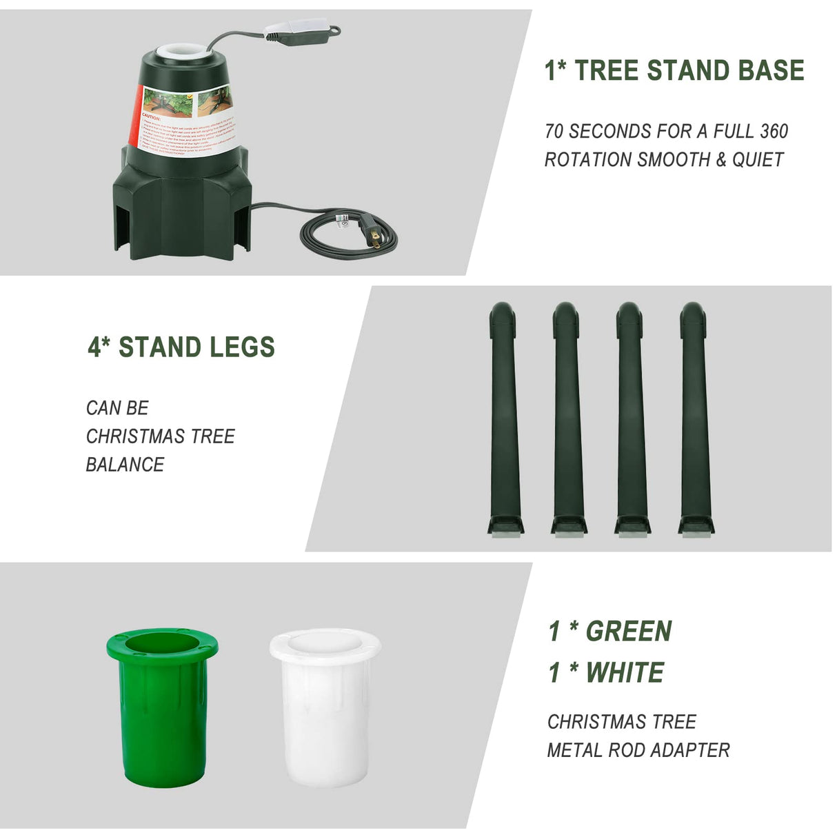 GREATDAY Rotating Christmas Tree Stand,360-Degree rotating christmas tree stand,Up to 7.5ft and 80 pounds Artificial Tree,With 3 settings trunk diameter GREATDAY