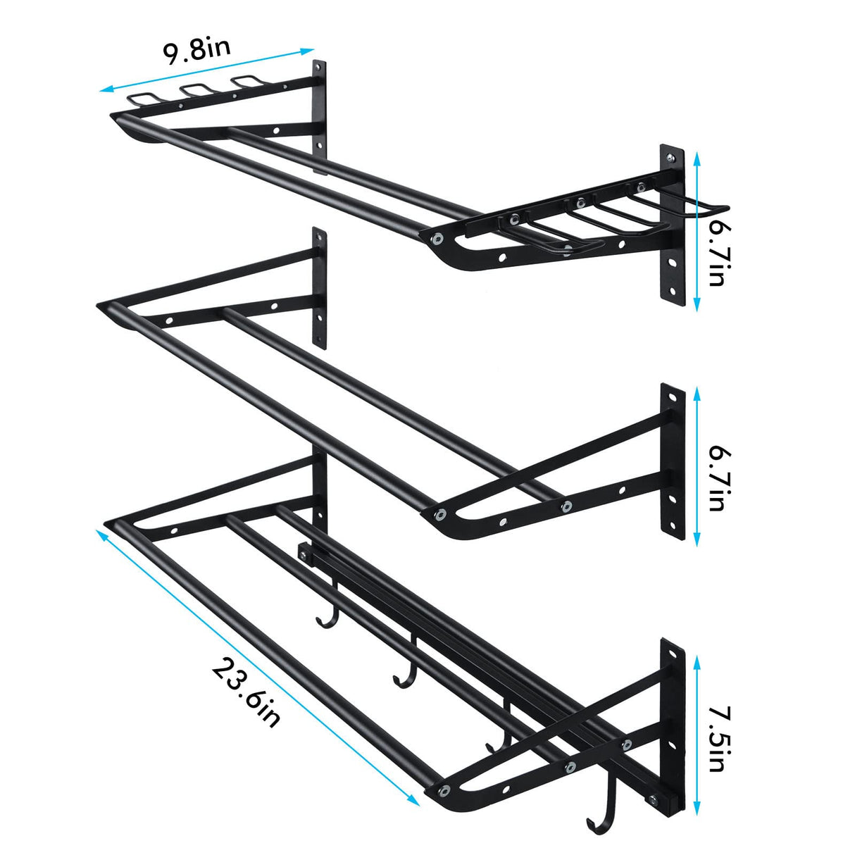 XCSOURCE Garage Sports Equipment Storage Rack with 3 Separate Shelf, Ball Rack, Sport Equipment Organizer with 4 Hooks for Badminton Racket, Basketball Rack for Basketball Football Rugby XCSOURCE