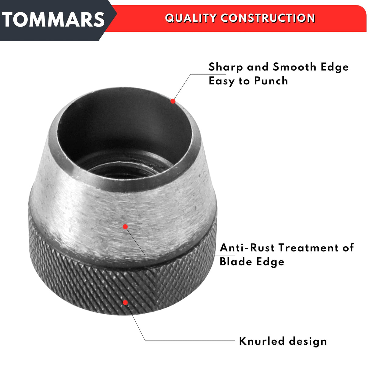 TOMMARS Hollow Punch Kit with Pin Point Punch Shaft Hole Cutter Set Gasket Punch Tools Gasket Cutter 14 PCS 5mm-35mm 3/16" to 1-3/8" TOMMARS