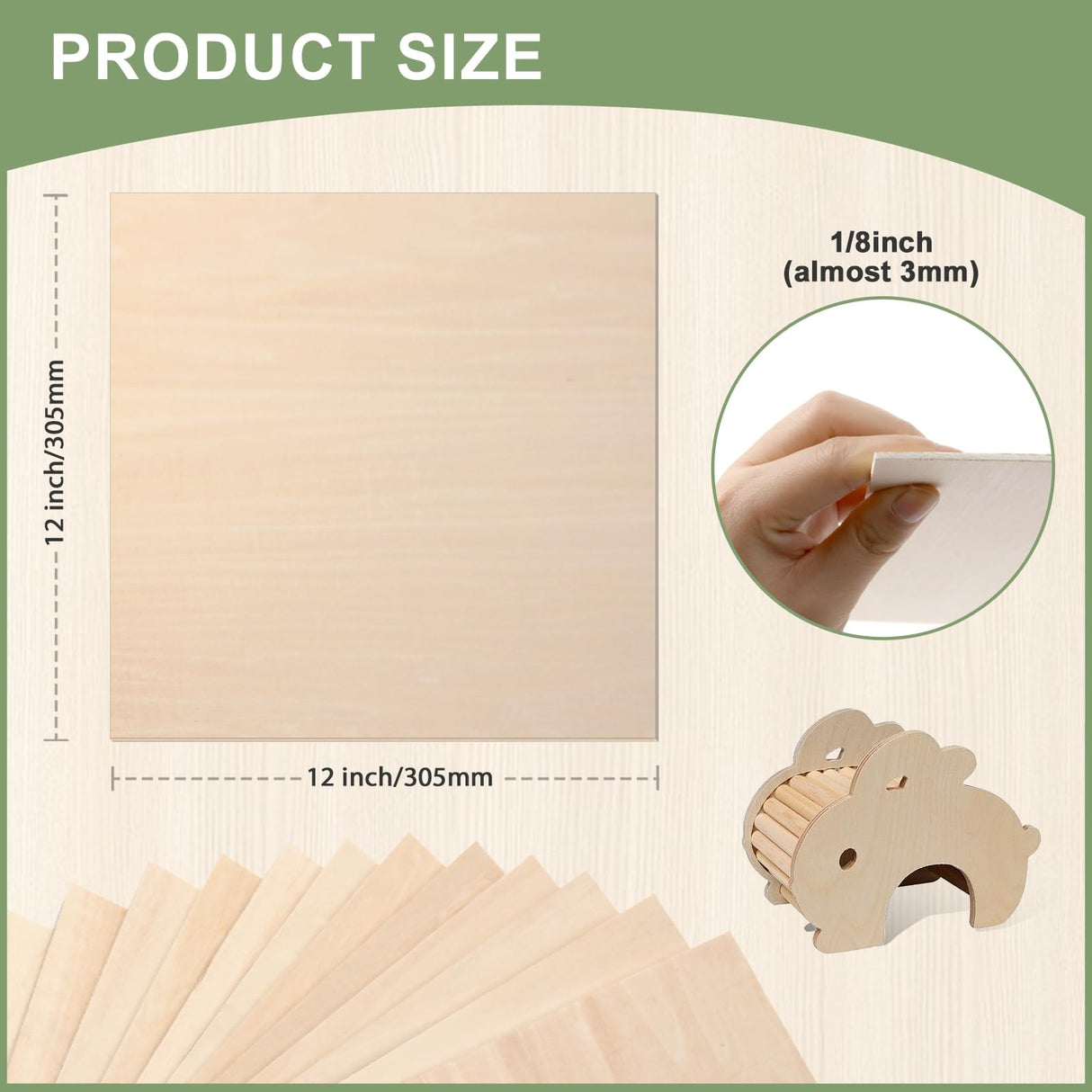 48 Pack Basswood Sheets 1/8x12x12 Inch, Unfinished Wood for Crafts, 3mm Basswood for Laser Cutting & Engraving, Wood Burining,Architectural Models, Wood Board for Painting. ESRICH