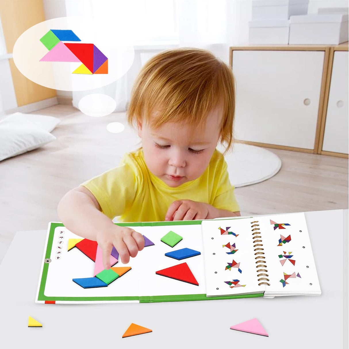 USATDD Travel Tangram Puzzle With 2 Set, Magnetic Pattern Blocks Road Trip Games Educational Jigsaw Challenge Books For Kid Adult Brain Teasers With 368 Solution Montessori Travel Toys For Kids In Car USATDD