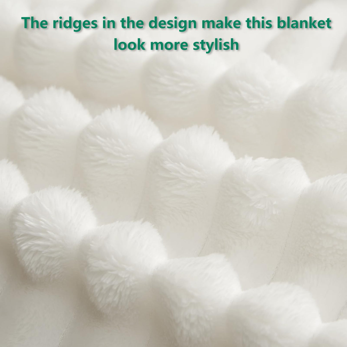 HIMEET Fuzzy Blanket Fleece Blanket White Cozy Throw Blanket for Couch Lap Blanket Fluffy Velvet Plush Soft Ribbed Design Wash Up Nicely for Adults for Women HIMEET