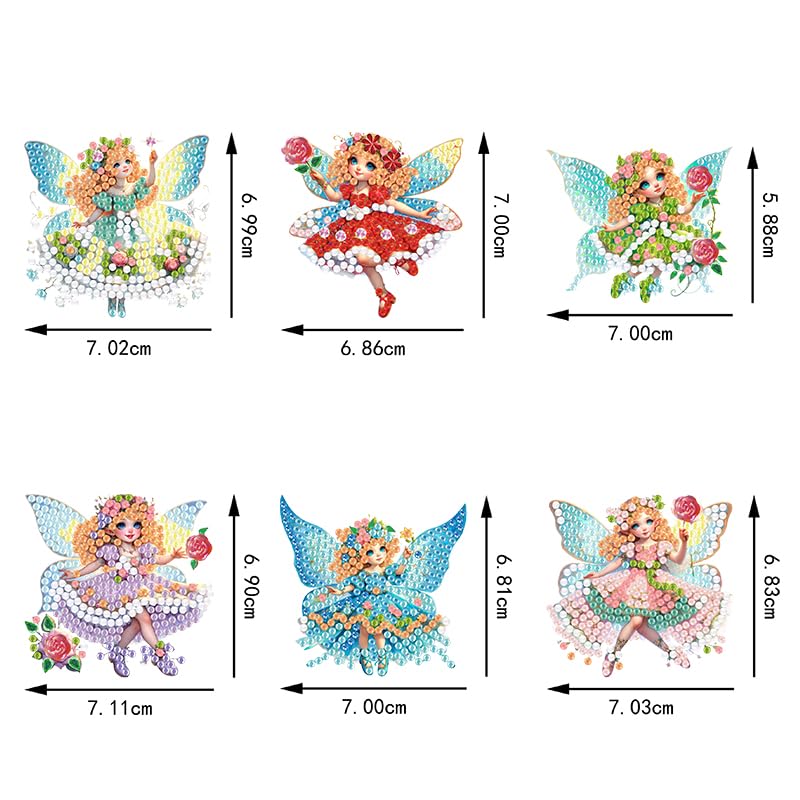 YUE ZHE 6 PCS Diamond Painting Keychains Double Sided Flower Fairy Diamond Art Kits for Adults DIY 5D Painting Keychains Ornaments for Adults Beginners DIY Crafts Decor YUE ZHE