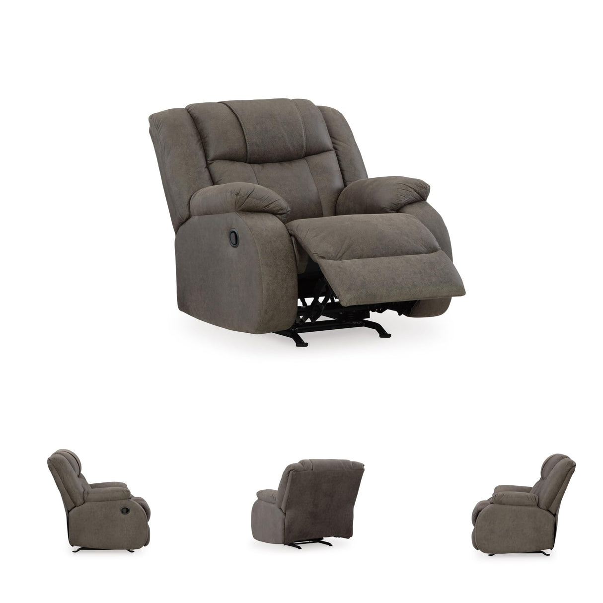 Signature Design by Ashley First Base Modern Faux Leather Rocker Recliner, Gray Signature Design by Ashley