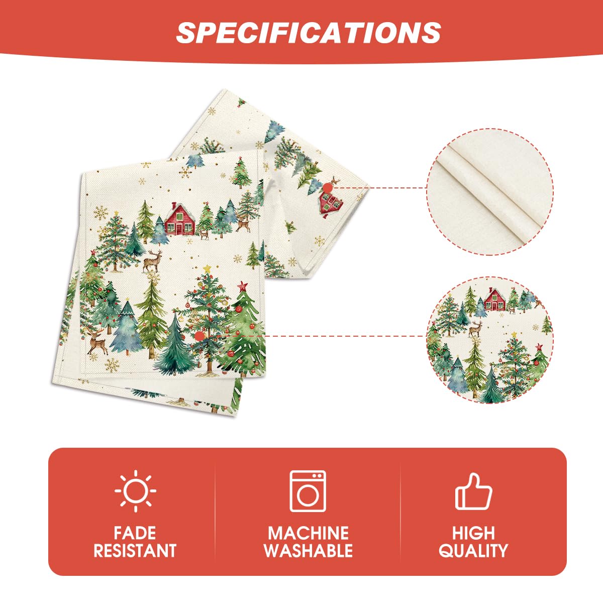Artoid Mode Xmas Trees Silhouette Christmas Table Runner, Seasonal Winter Kitchen Dining Table Decoration for Home Party Decor 13x72 Inch Artoid Mode