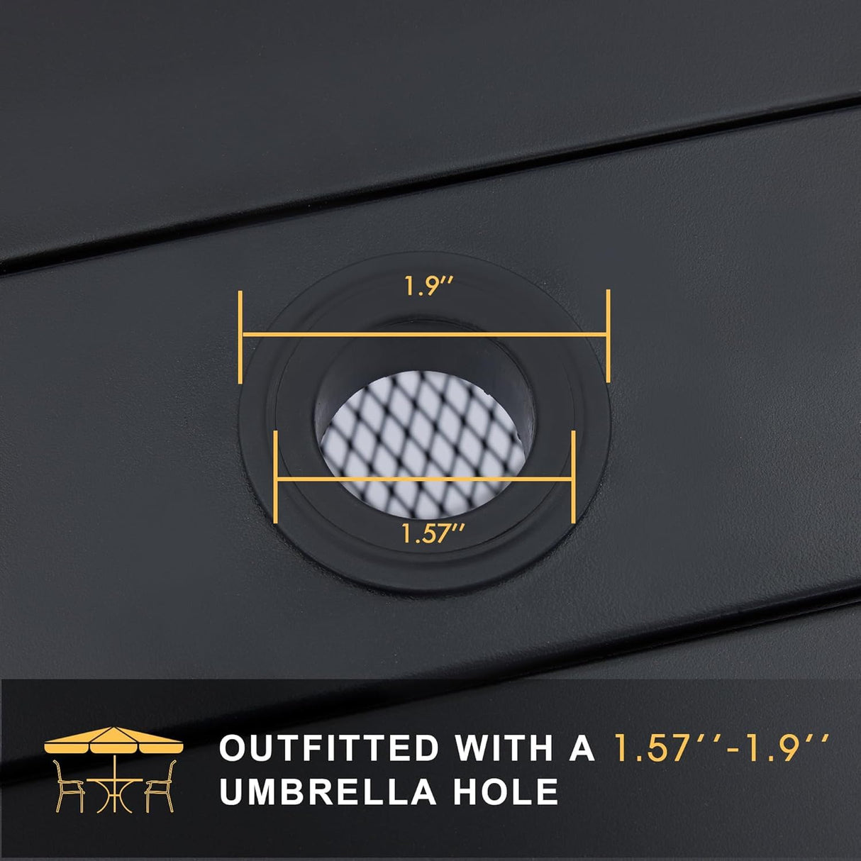 VICLLAX 7 Pieces Patio Dining Set for 6, Outdoor Furniture Set Includes 59" Rectangle Outdoor Table and 6 Stackable Patio Sling Chairs, Black Tabletop and Blue Fabric VICLLAX