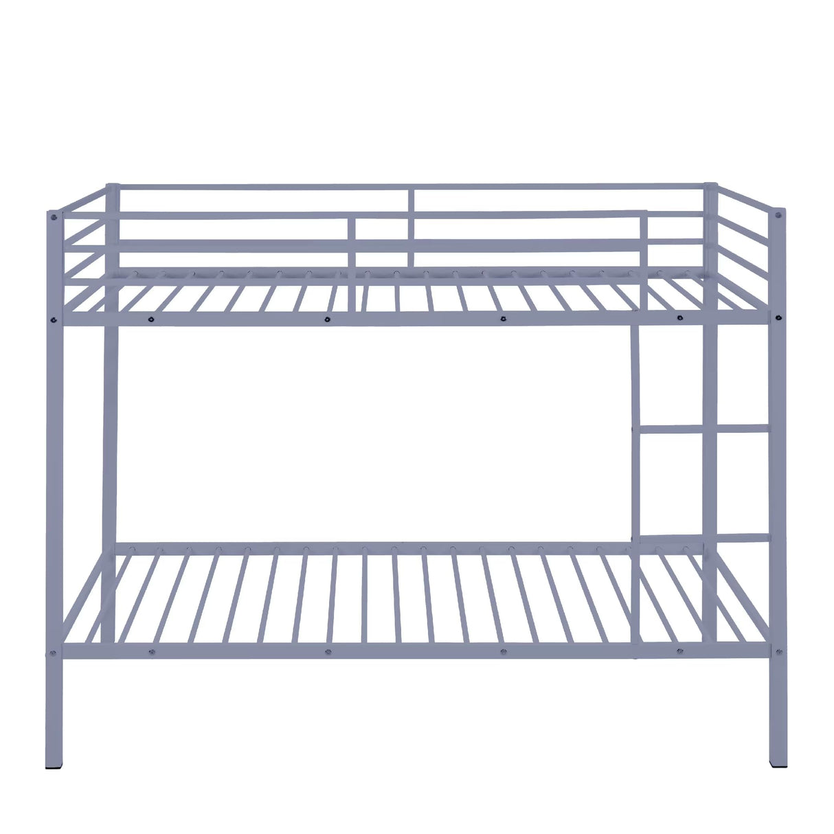 Metal Bunk Bed Twin Over Twin, Low Profile Bunk Bed Frame withBuilt-in Ladder, High Guardrail and Metal Slats, Space-Saving Twin Size Bed Frame for Kids Teens, No Box Spring Required Softa