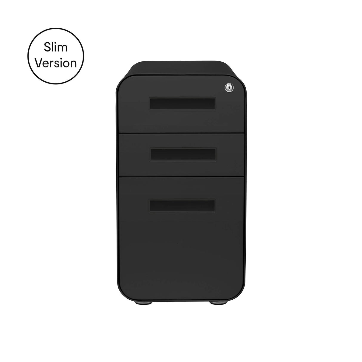 Laura Davidson Furniture Stockpile Slim 3-Drawer Mobile File Cabinet with Lock - Under Desk Metal Filing Cabinet, Legal/Letter File Folders, Wheels and Stationary Feet, Pre-Assembled, All Black Laura Davidson Furniture