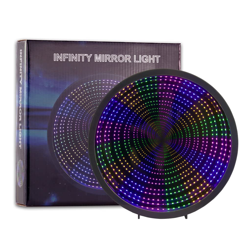 Chibuy LED Night Light 3D Mirror Wall Desktop Lamp Wedding Festival Party Decoration Sign Illusion Infinity Tunnel Mirror Light (Battery Powered) Chi-buy