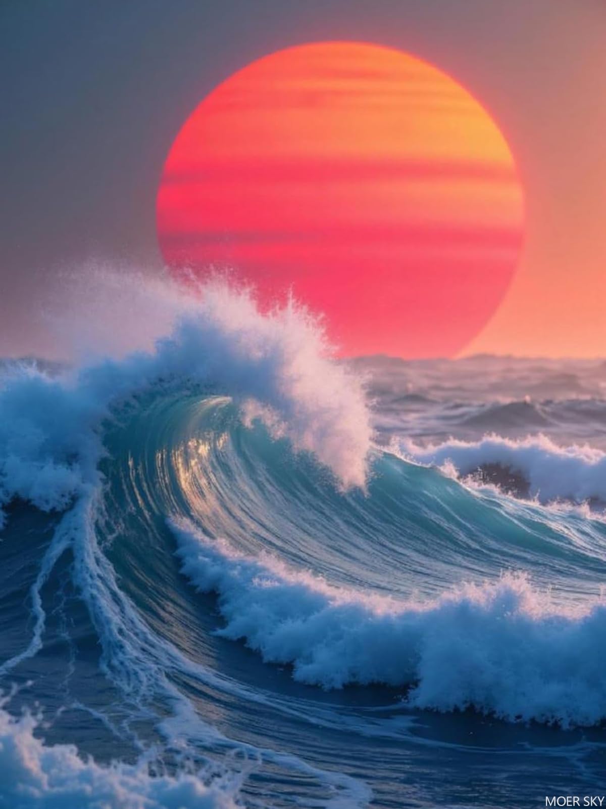 MOER SKY Diamond Art Kits for Adults Ocean Wave Sunset DIY Frameless Diamond Painting Kits for Adults Beginner, 12x16 in Diamond Painting Kit for Home Wall Decor MOER SKY