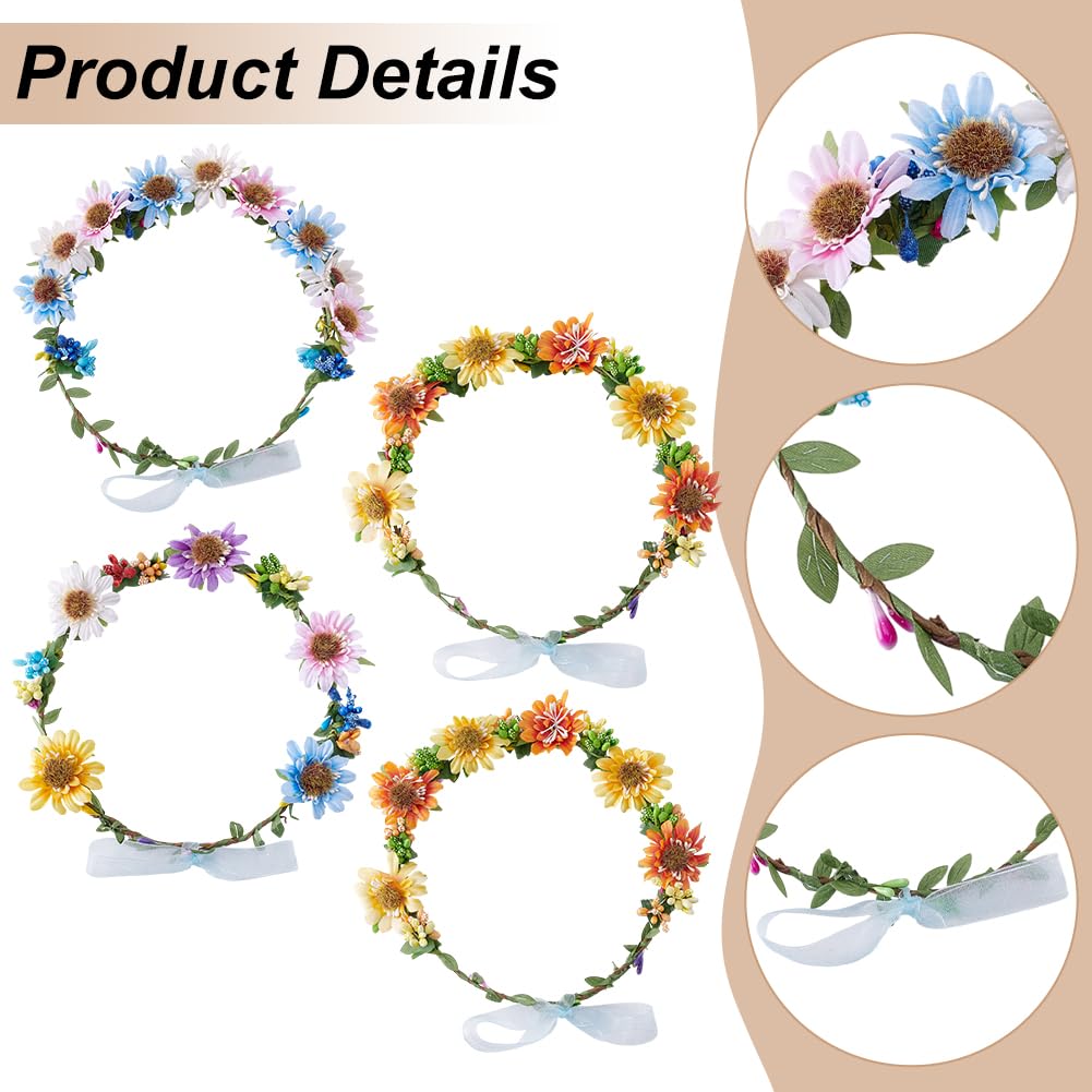 FREEBLOSS 16 Set Flower Crowns DIY Kit Flower Crown DIY Flower Crowns Chrysanthemum Headband Making Kit Handmade Floral Hair Accessories for Wedding Birthday Fairy Party Favors DIY Arts and Crafts FREEBLOSS