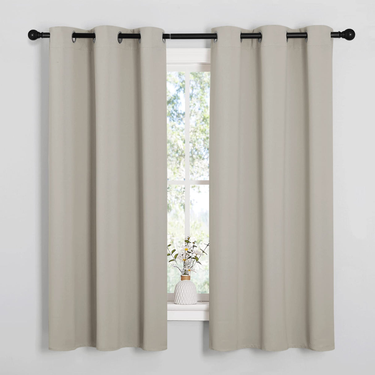 NICETOWN Natural Blackout Curtains for Bedroom (1 Pair, 42 x 63 inches), Farmhouse Thermal Insulated Room Darkening Drapes for Windows NICETOWN