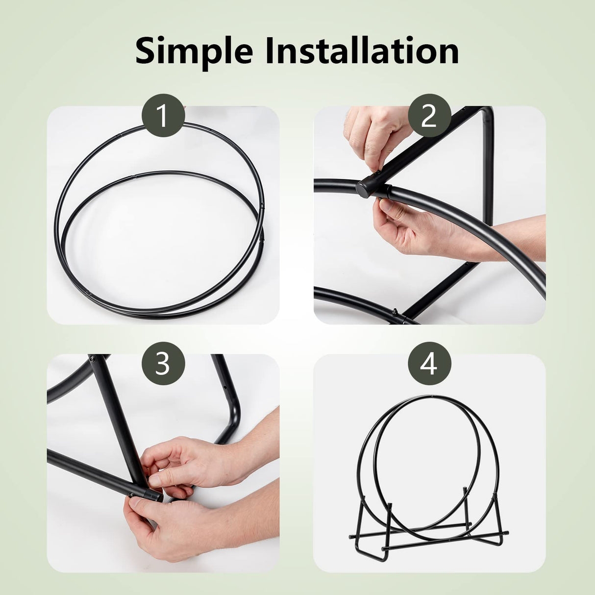 COSTWAY 30" Firewood Log Rack Hoop Tubular Steel Wood Storage Holder for, Black COSTWAY