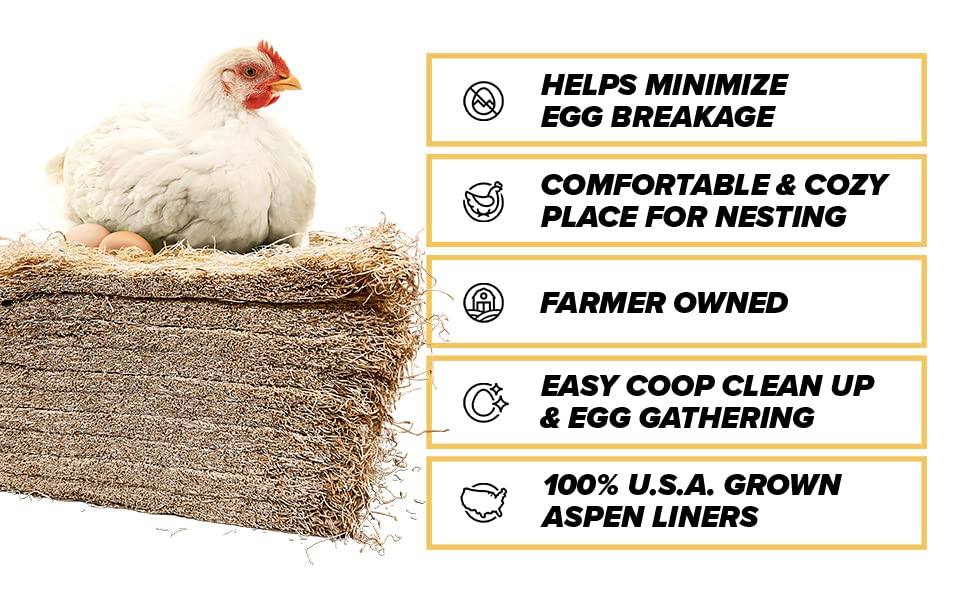 Eaton Pet and Pasture, Premium Laying Hen Nesting Pads, USA Grown & Sustainably Harvested, 13 x 13 (10 Pack) Eaton Pet and Pasture