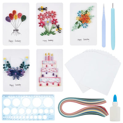 WEBEEDY Paper Quilling Kit 20 Sets Birthday Card Quilling Kit with Paper Quilling Strips Tools Paper Quilling Set DIY Handmade Arts Crafts Christmas Valentine's Day Birthday Gifts