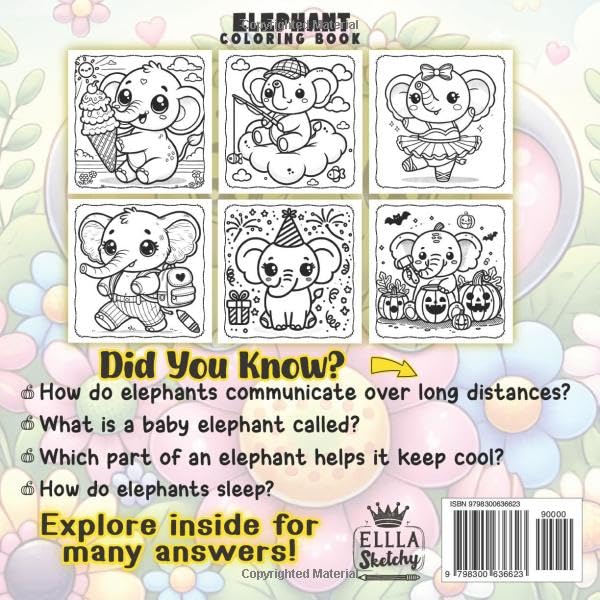 Elephant Coloring Book: An Interactive Elephant Coloring and Activity Book Featuring 50 Fun Facts, Educational Content, and Engaging Coloring Pages for Children Aged 4-8 Majosta