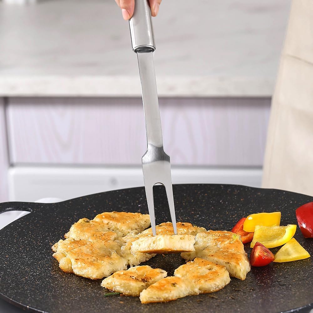 Begatter Meat Forks, Two Prong Large Forks for Cooking Kitchen Carving Serving BBQ Grilling, Stainless Steel, 13.3 Inch Long, 2 PCS Begatter