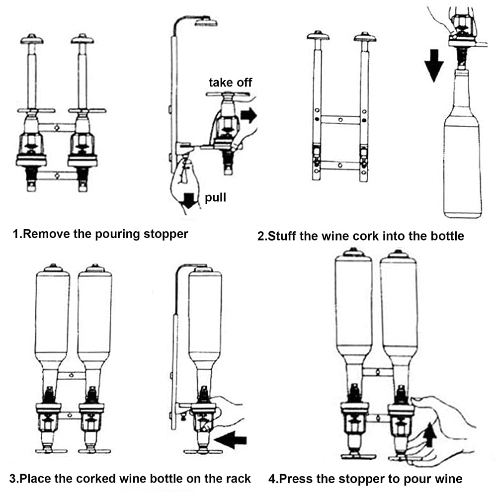 HAPYFMSHI Wall-Mounted House Liquor Dispenser | Alcohol Station Cocktail Tap, Push-Release Valves, Home Bar, Man Cave | Easy Assemble - Wooden Board NOT Included (4 Bottle) HAPYFMSHI