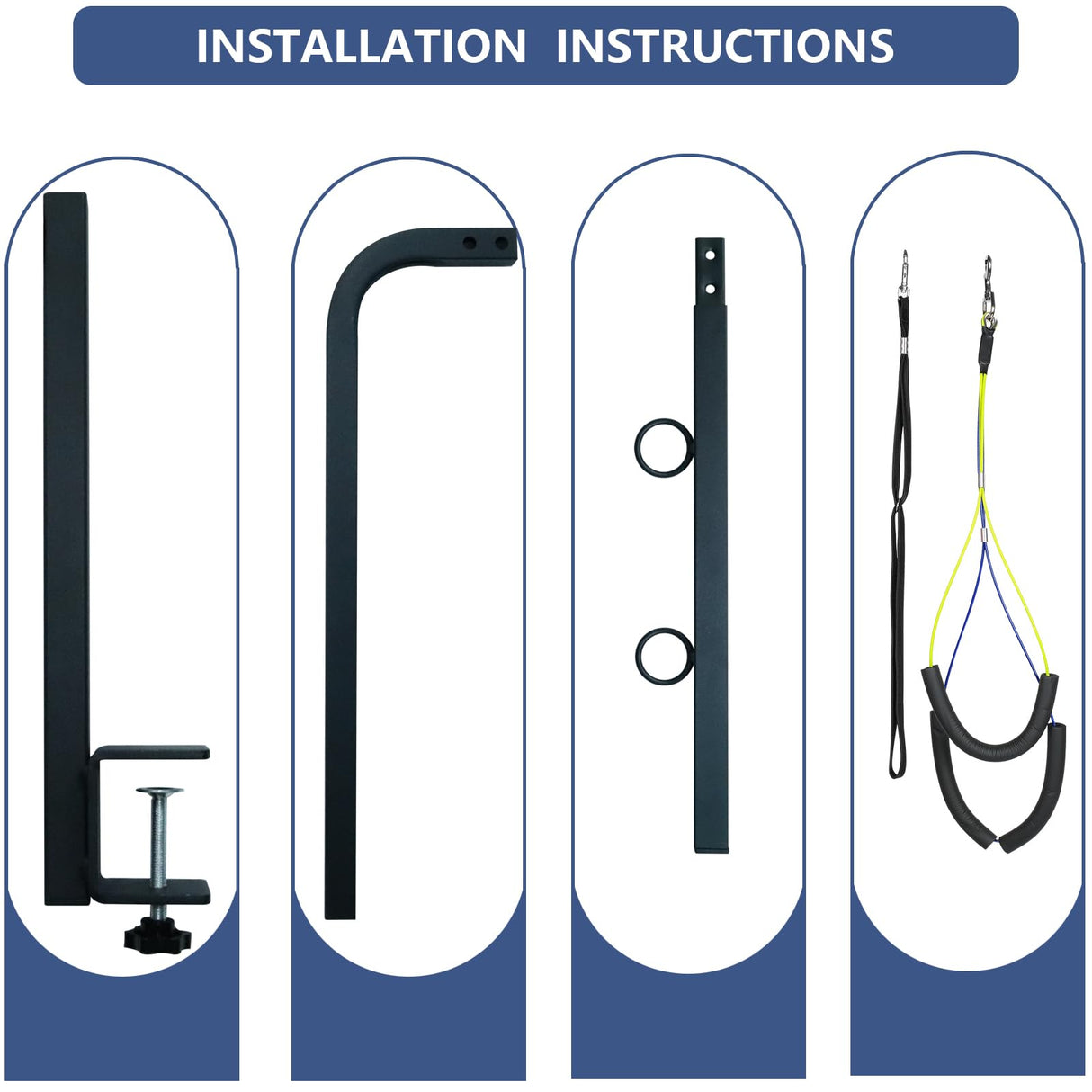 LSAIFATER 31" Dog Grooming Arm with Clamp – Adjustable Dog Grooming Table Arm Customizable Height for Small & Medium Dogs, with Grooming Loop Noose & Two No-Sit Haunch Holder Restraint, Black LSAIFATER