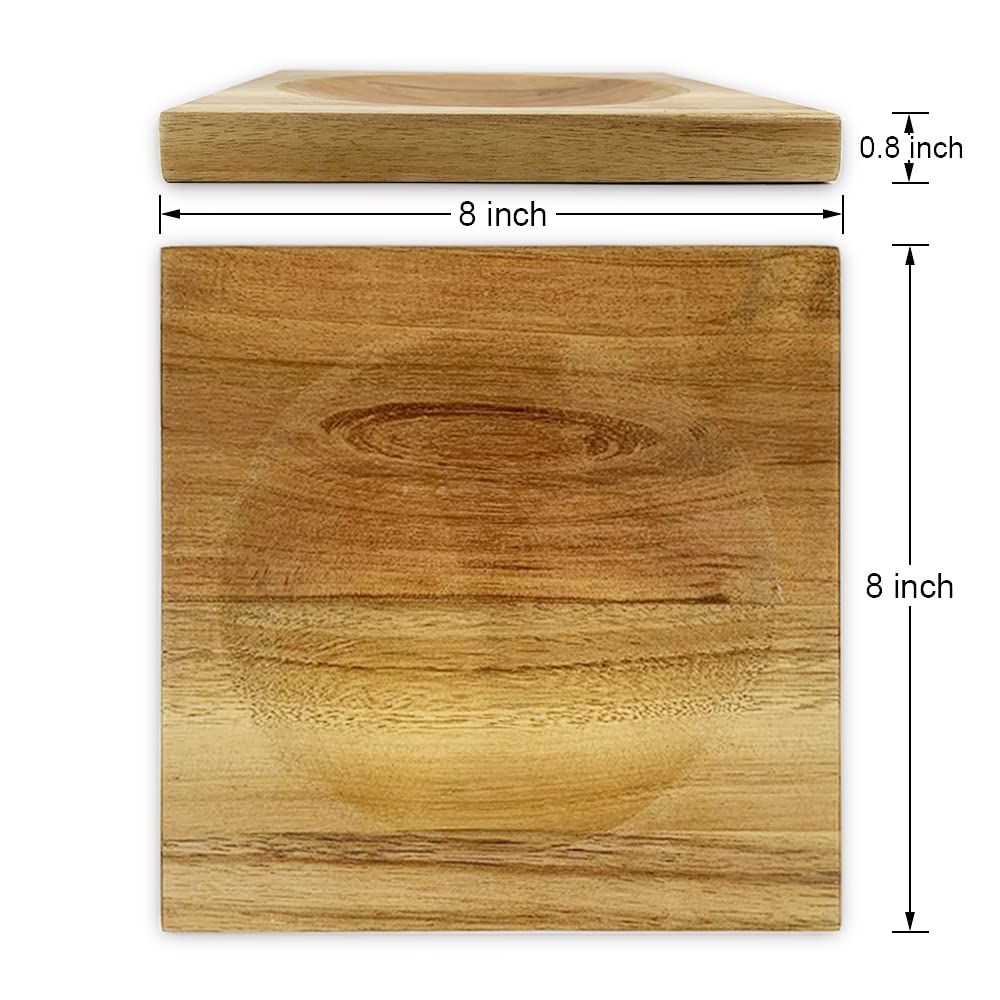 Farmhouse Kitchen Decor Acacia Wood Cutting Block with Hollow Center, Cheese Board Onion Board Vegetable Board Chopping Board Salad Bowl Mincing Tools, Birthday Housewarming Gifts, 8x8 Inch FTONENI