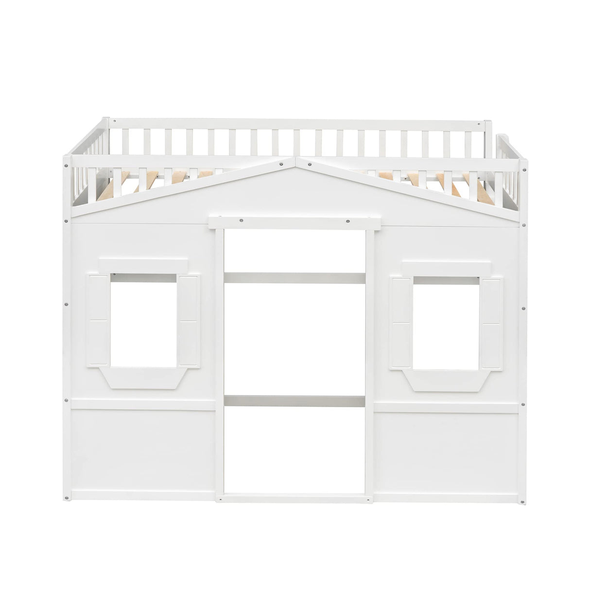 Merax Twin Size White Wood Loft Bed with Ladder and Safety Guardrails for Kids Merax