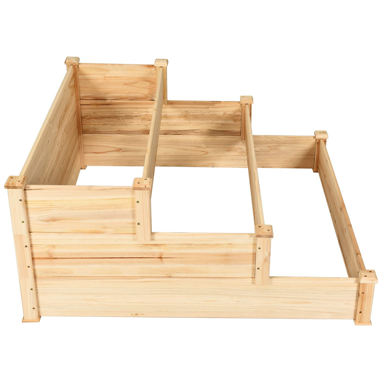 S AFSTAR 3-Tier Raised Garden Bed, Wood Elevated Planter Box with 3 Dividable Bed Kit, Outdoor Above Ground Garden Beds for Plants Herbs Vegetables, Stackable & Flat Arrangement, 49"L x 49"W x 22"H S AFSTAR