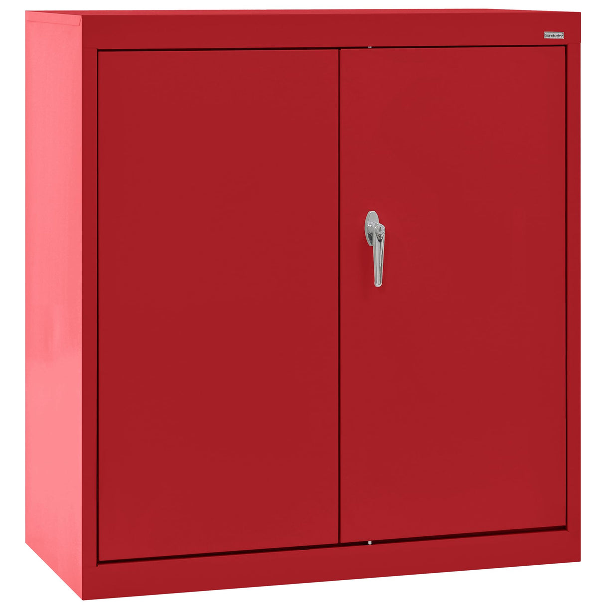 Sandusky CA21361836-01 Classic Series Counter Height Metal Storage Cabinet with Adjustable Shelves, Locking Handle, 18" D x 36" W x 36" H, Red Sandusky