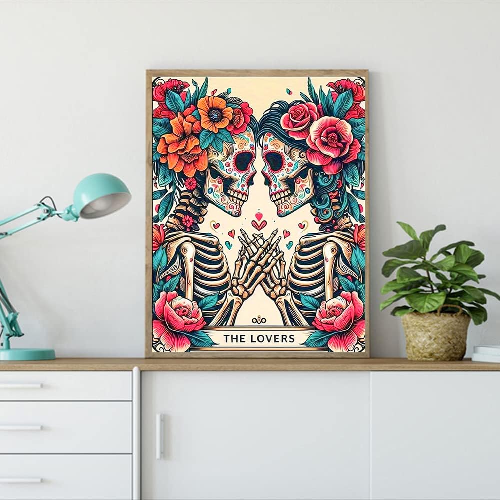 ijbnhd Skull Diamond Painting Kits for Adults 5D Valentine Diamond Art Kits for Adults Full Drill Diamond Painting Lovers Gem Art and Crafts Home Decor 12x16inch ijbnhd