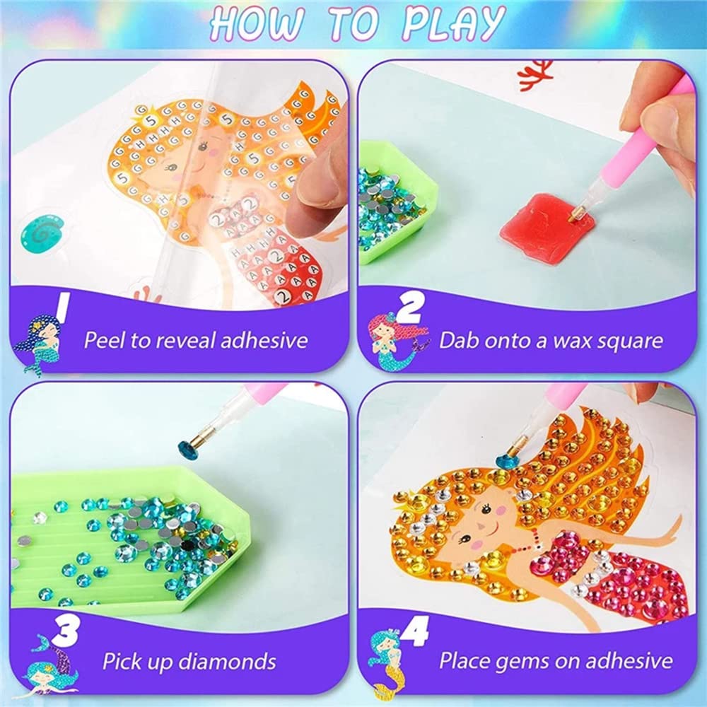 Yrmysrx 5D Diamond Art Paint Kits for Kids DIY Diamonds Mosaic Stickers Paint by Numbers Arts and Crafts Kits for Boys Children Adult Beginners Princess Yrmysrx