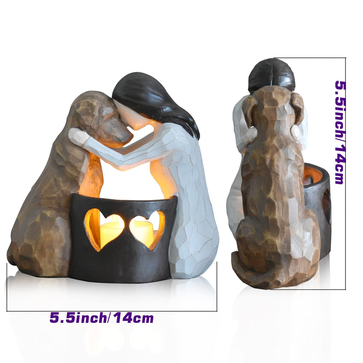 weslinkeji Dog Memorial Gifts,Pet Loss Gifts,Hand-Sculpted Dogs Passing Away Sympathy Gift,Remembrance Gift ,Dog Lovers Candle Holder Statue with LED Candle weslinkeji