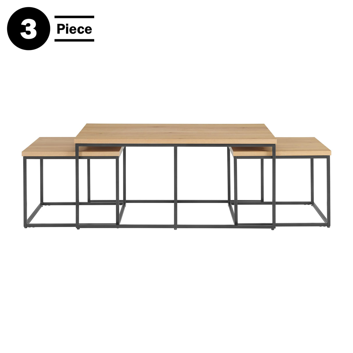 Lavish Home 3-Piece Coffee Table Set - Modern Nesting Tables with Large Table and Side Tables - for Living Room, Apartment, or Dorm (Walnut) Lavish Home