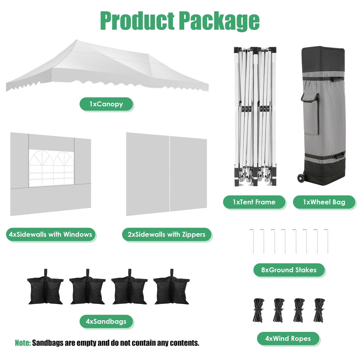 HOTEEL 10×20 Pop Up Canopy with 6 Sidewalls, UV 50+ and Waterproof Canopy Tent, Thickened Frame, Large Space Easy Pop Up Canopy, Outdoor Canopy for Weddings, Beaches, Parties, Patio (White) Hoteel