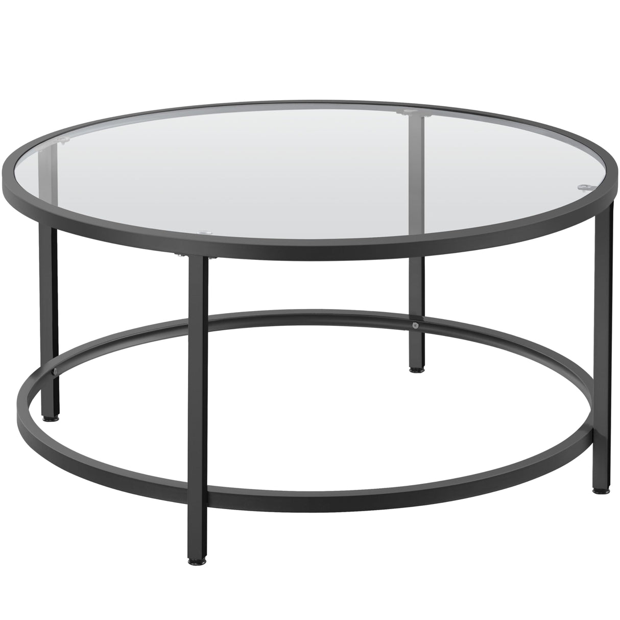 Yaheetech 36" Round Glass Coffee Table, Black Circle Coffee Table Center Table with Glass Top, Small Coffee Table for Living Room, Office & Apartment Yaheetech