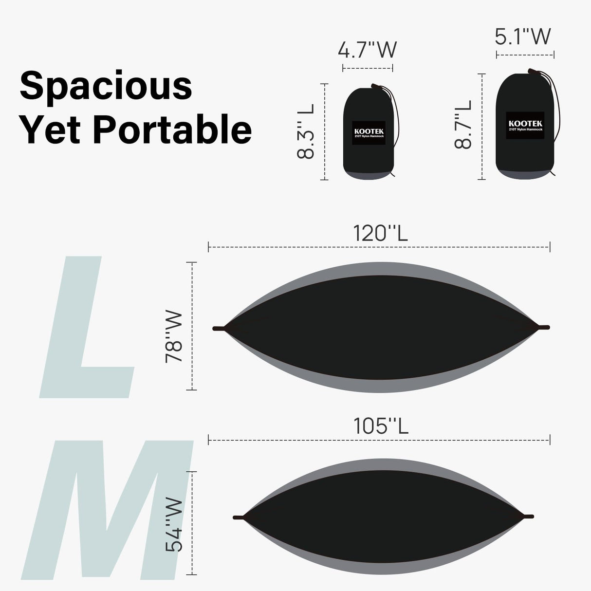 Kootek Camping Hammock 500 lbs Capacity, Portable Hammocks with Tree Straps & Attached Carry Bag, Camping Essentials Gear, Perfect for Outside Indoor Hiking Beach Backpack Travel Kootek