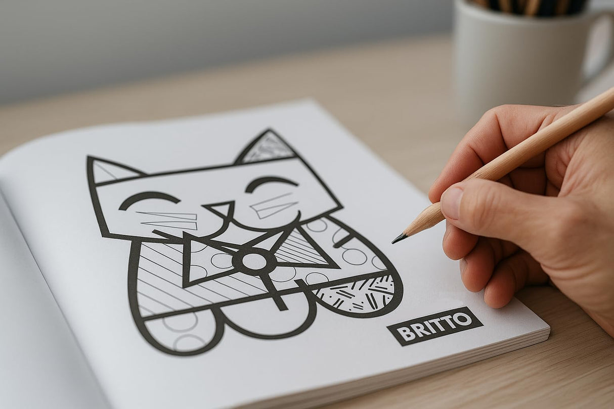 Britto Coloring Book for Adults & Teens – Cute Animal Characters, Easy Large-Print Pages, Stress-Relief & Mindful Relaxation Art Therapy Britto
