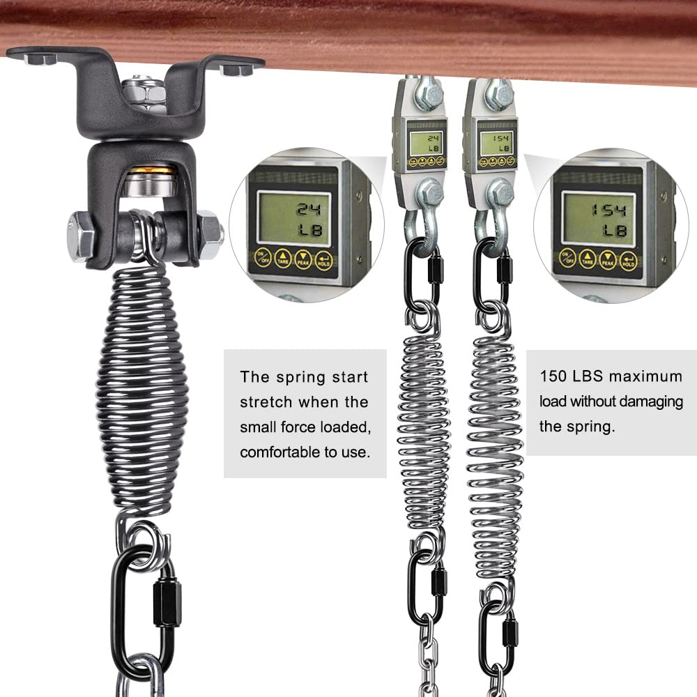 BeneLabel Punching Bag Hanger with Spring 360° Rotation Heavy Bag Beam Hanger Beam Mount Hardware Bracket for Boxing Bag with Carabiner, 150 LB Capacity BeneLabel