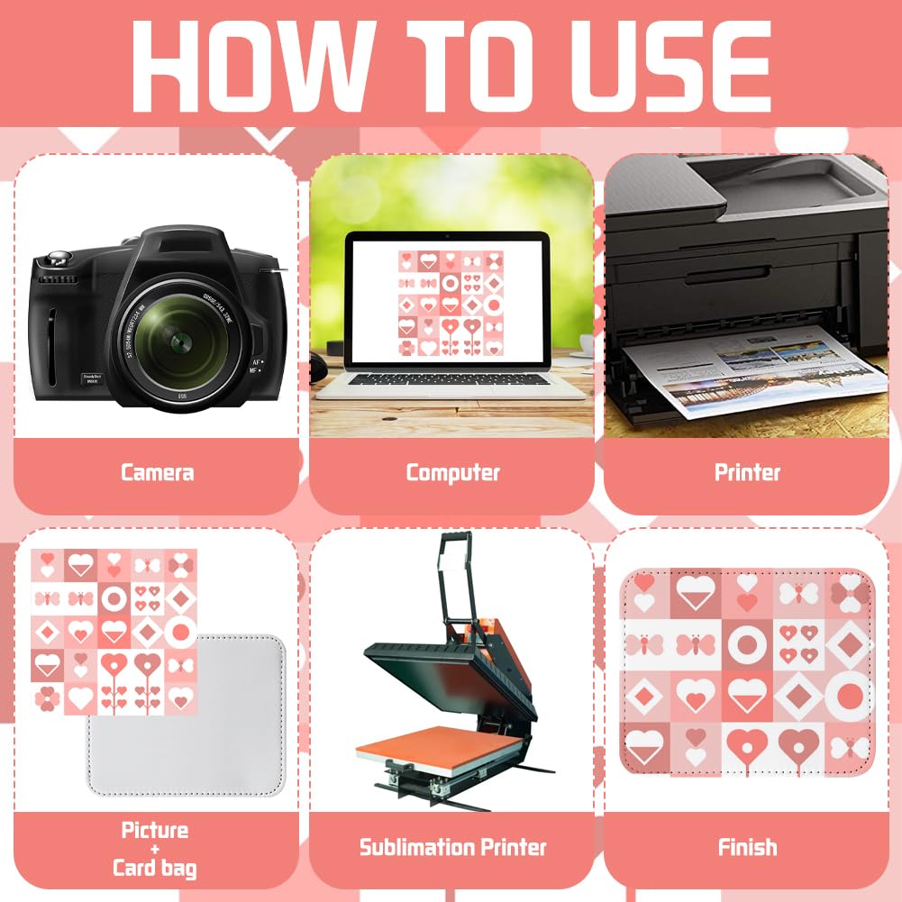 ZUYYON 6 Pcs Sublimation Blank Wallet Heat Transfer Ultrathin Card Holder Blank PU Leather Front Pocket Wallet Card Storage Bag DIY Crafts for Men Women ZUYYON