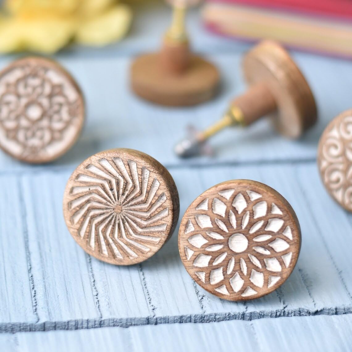 Indian Shelf 18 Pack- Boho Knobs- Wood Knobs for Cabinets and Drawers- Natural Wooden Dresser Knobs- Boho Wooden Knobs- Unique Wood Drawer Pulls- Boho Drawer Knobs and Pulls- Cabinet Door Handles Indian Shelf