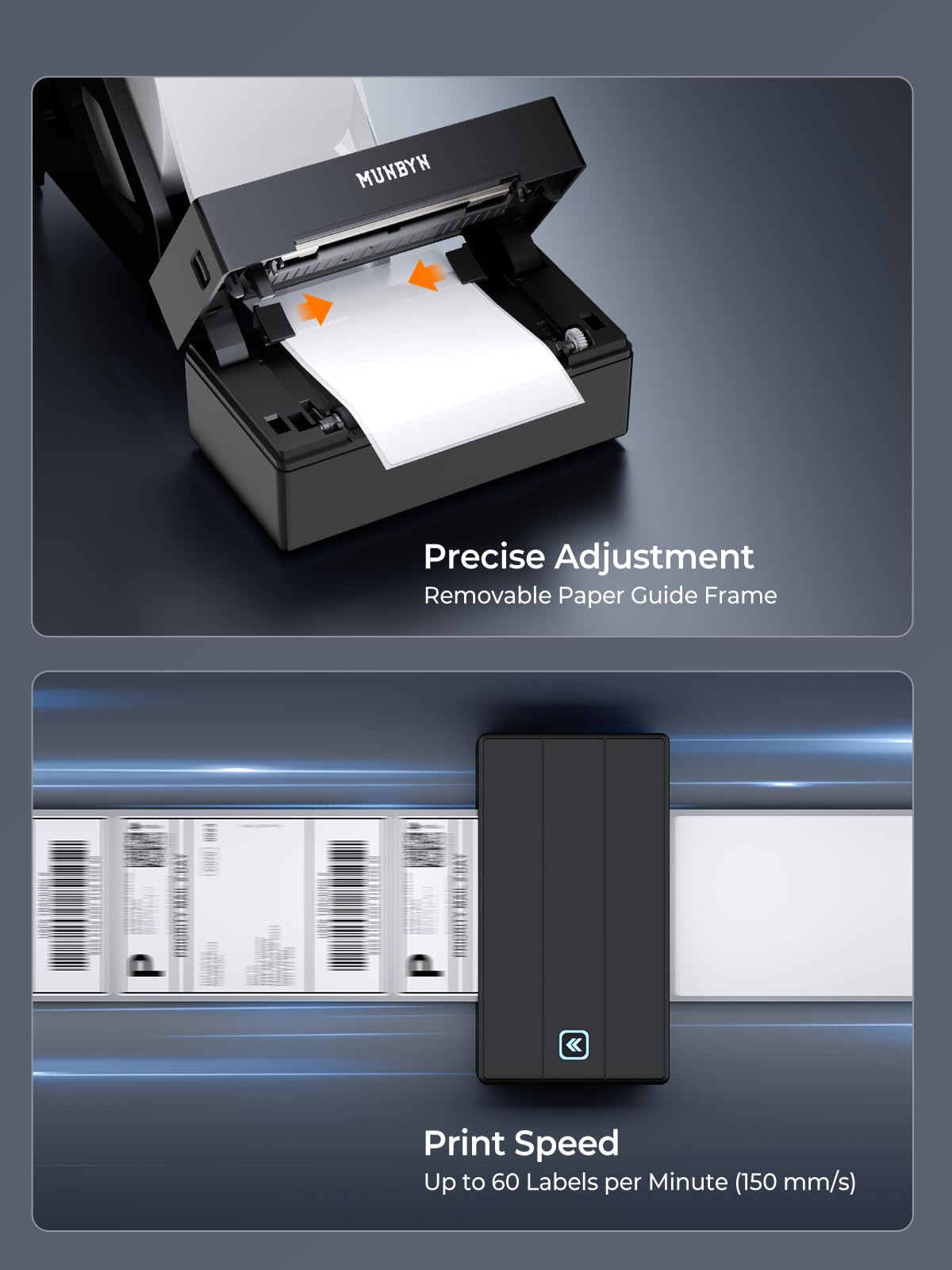 MUNBYN Bluetooth Thermal Label Printer, 130B Wireless 4x6 Shipping Label Printer for Shipping Packages Small Business Office or Home, Compatible with iPhone Android iPad Windows macOS Chrome Etsy eBay MUNBYN