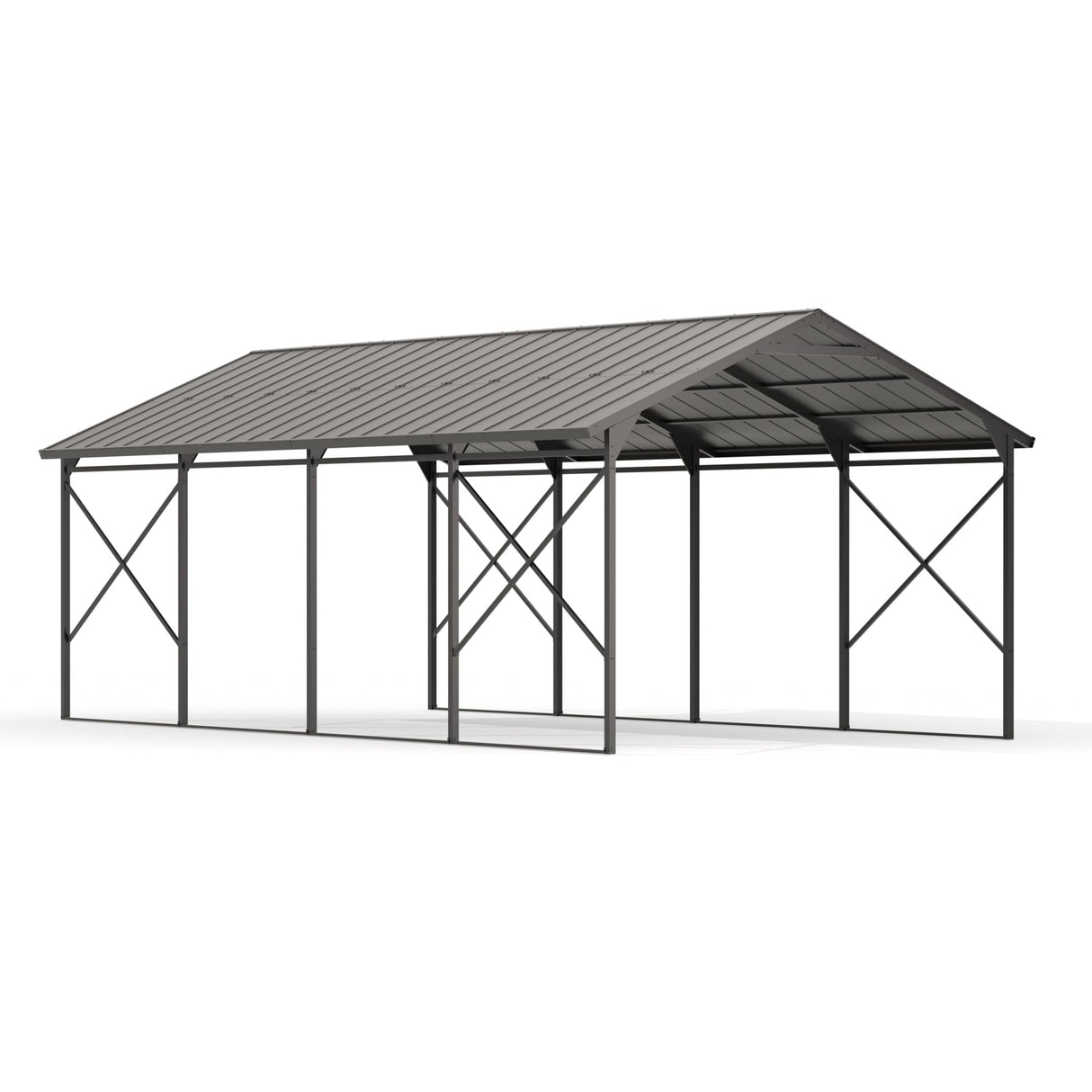 Gotland 12FT x 22FT Heavy Duty Metal Carport, Outdoor Garage Car Shelter with Reinforced Steel Frame, Galvanized Metal Roof, Weather-Resistant Canopy for Cars (Black) Gotland
