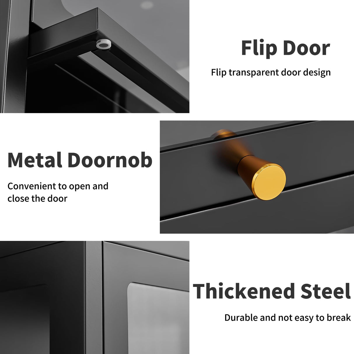 Lucky Monet 5 Tier Curio Display Cabinet with 13-Color LED Lights & Flip-Up Glass Doors, 3-Side Glass Lighted Display Case for Collectibles, Figures, Books, 67" Metal Storage Cabinet, Black Lucky Monet