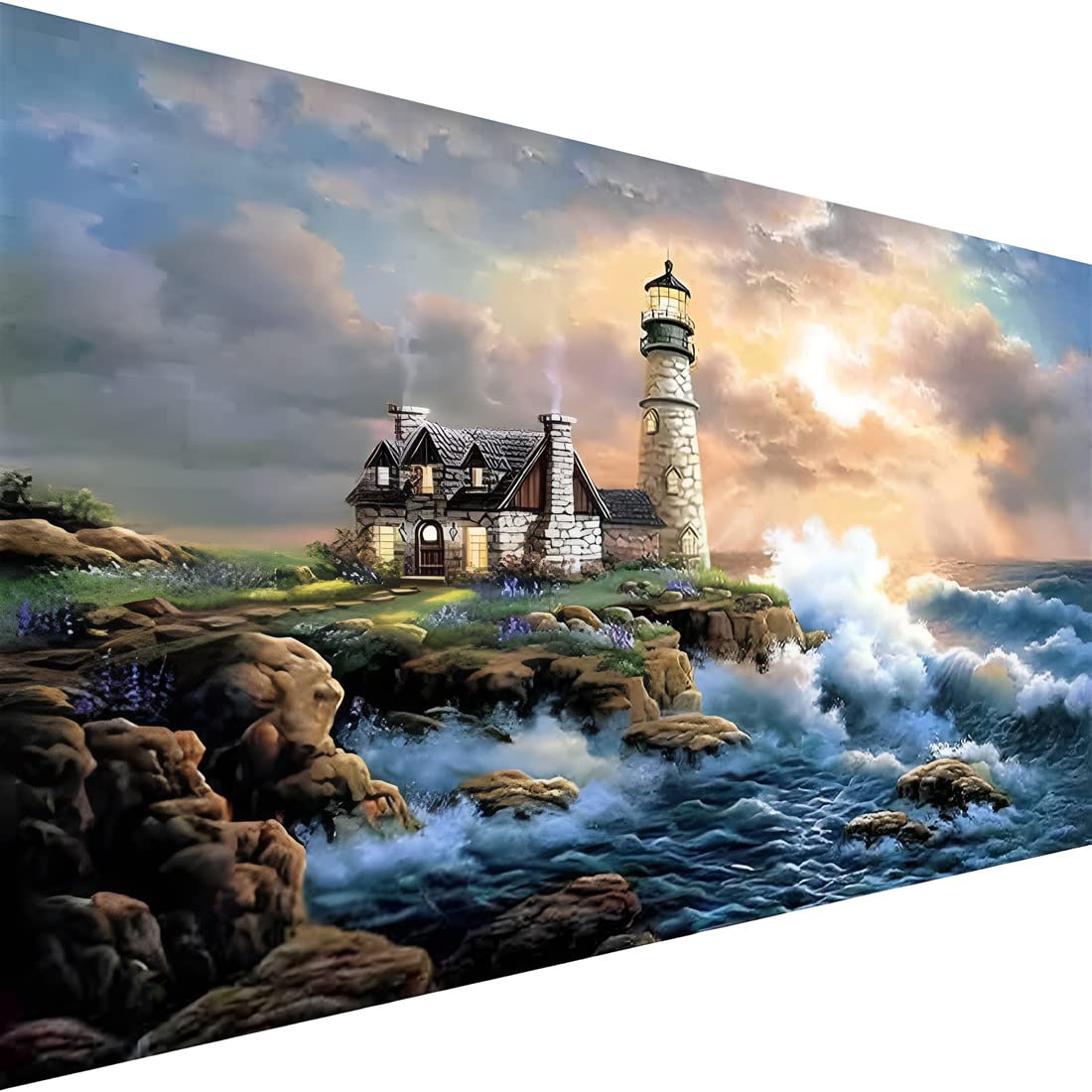koemhxb Large Paint by Number for Adults(24x16 inch),Lighthouse Paint by Numbers Kits for Adults Beginner,Lighthouse Painting by Numbers for Home Wall Decor koemhxb