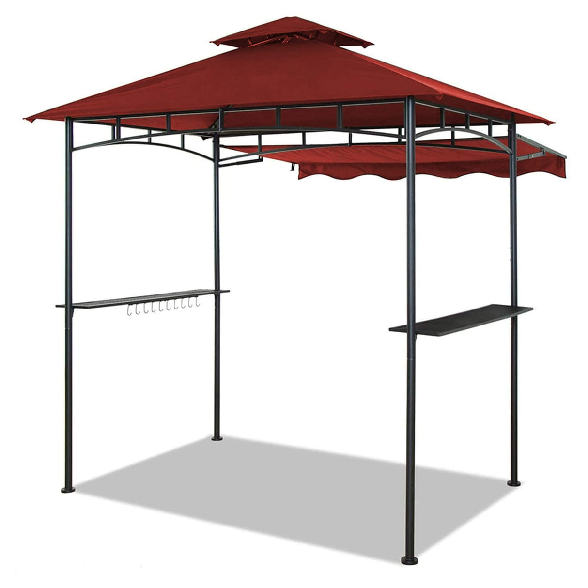 CHARMELEON Double Tiered Grill Gazebo 8X 5, Outdoor BBQ Patio Canopy Tent with Stretchable Side Awning (Burgundy) CHARMELEON
